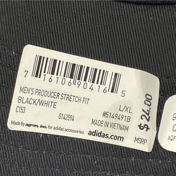 Adidas Aeroready Hat Men’s X/XL Producer Stretch Fit Ball Cap Black/White - Picture 8 of 11